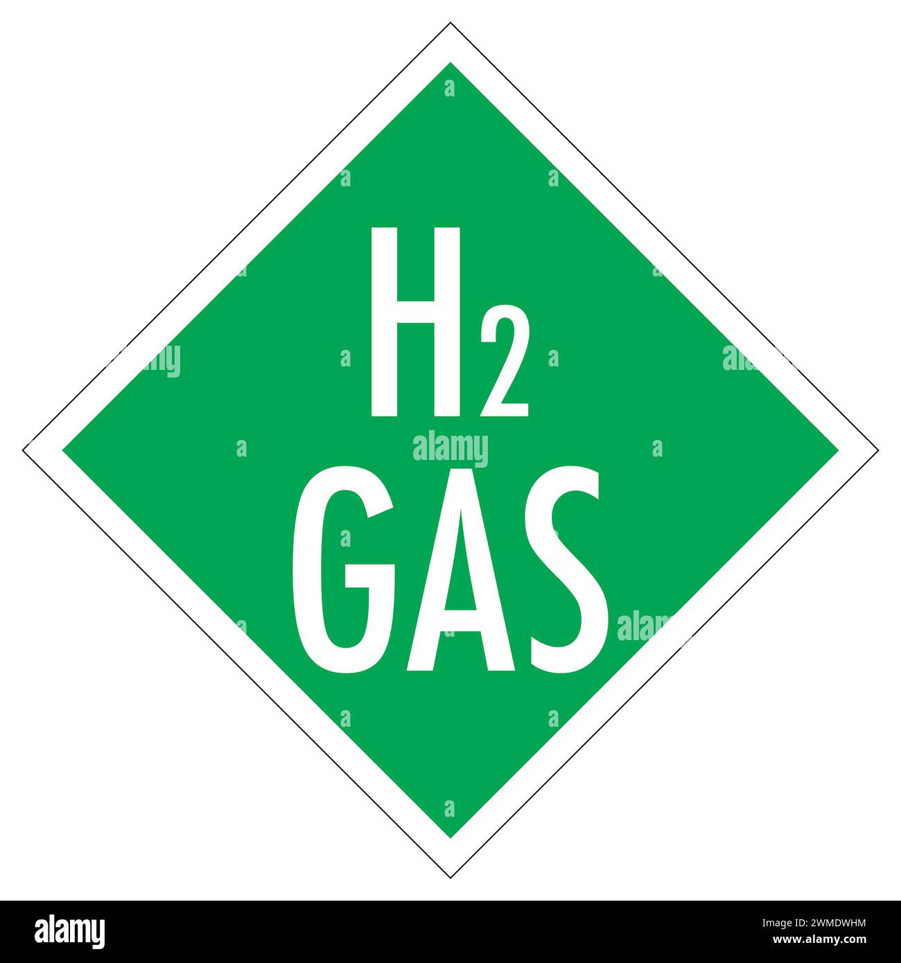 Label indicating a hydrogen filling station or bottle tank Stock Photo