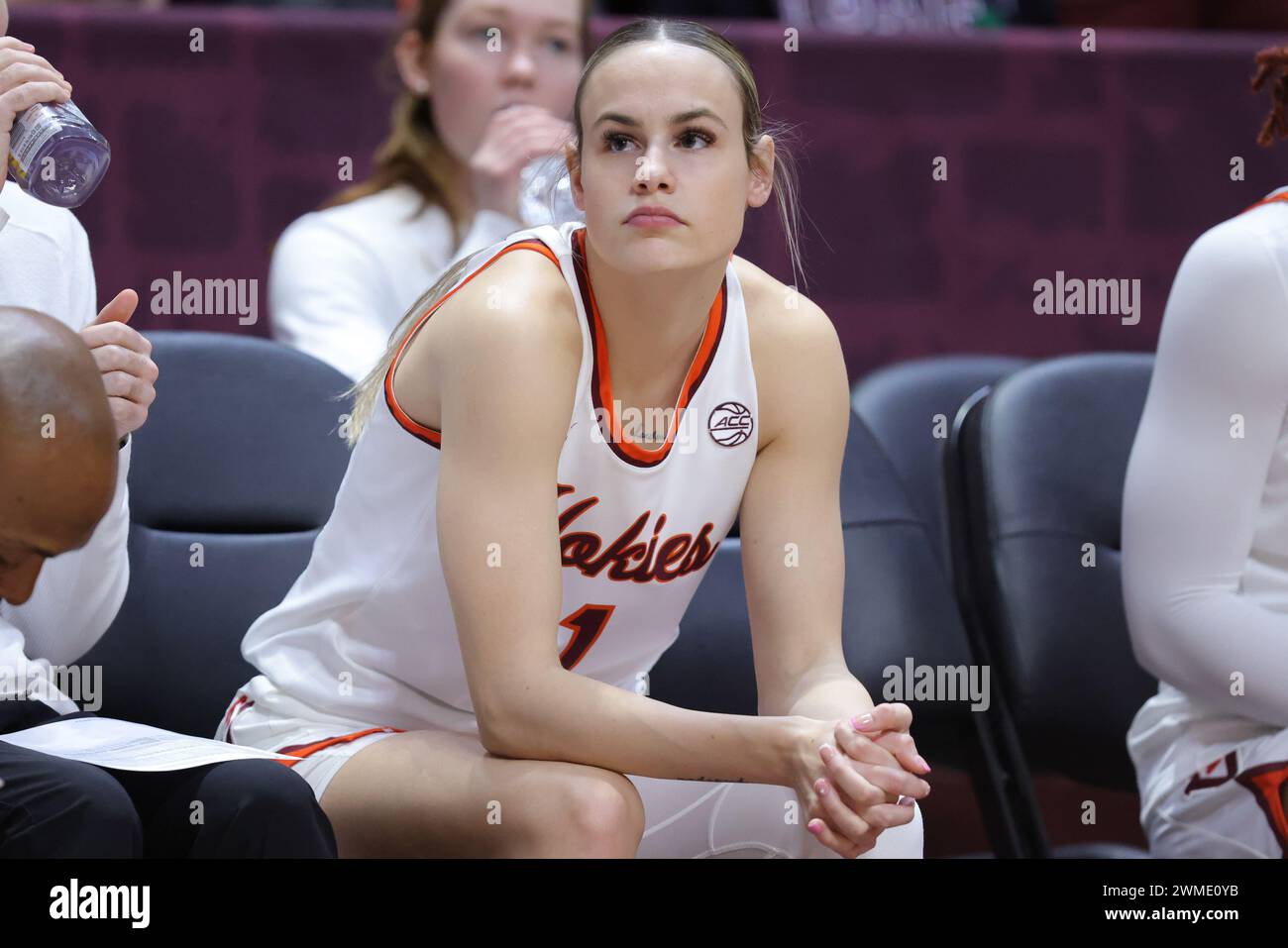 February 25, 2024: Virginia Tech Hokies guard Carleigh Wenzel (1) looks ...