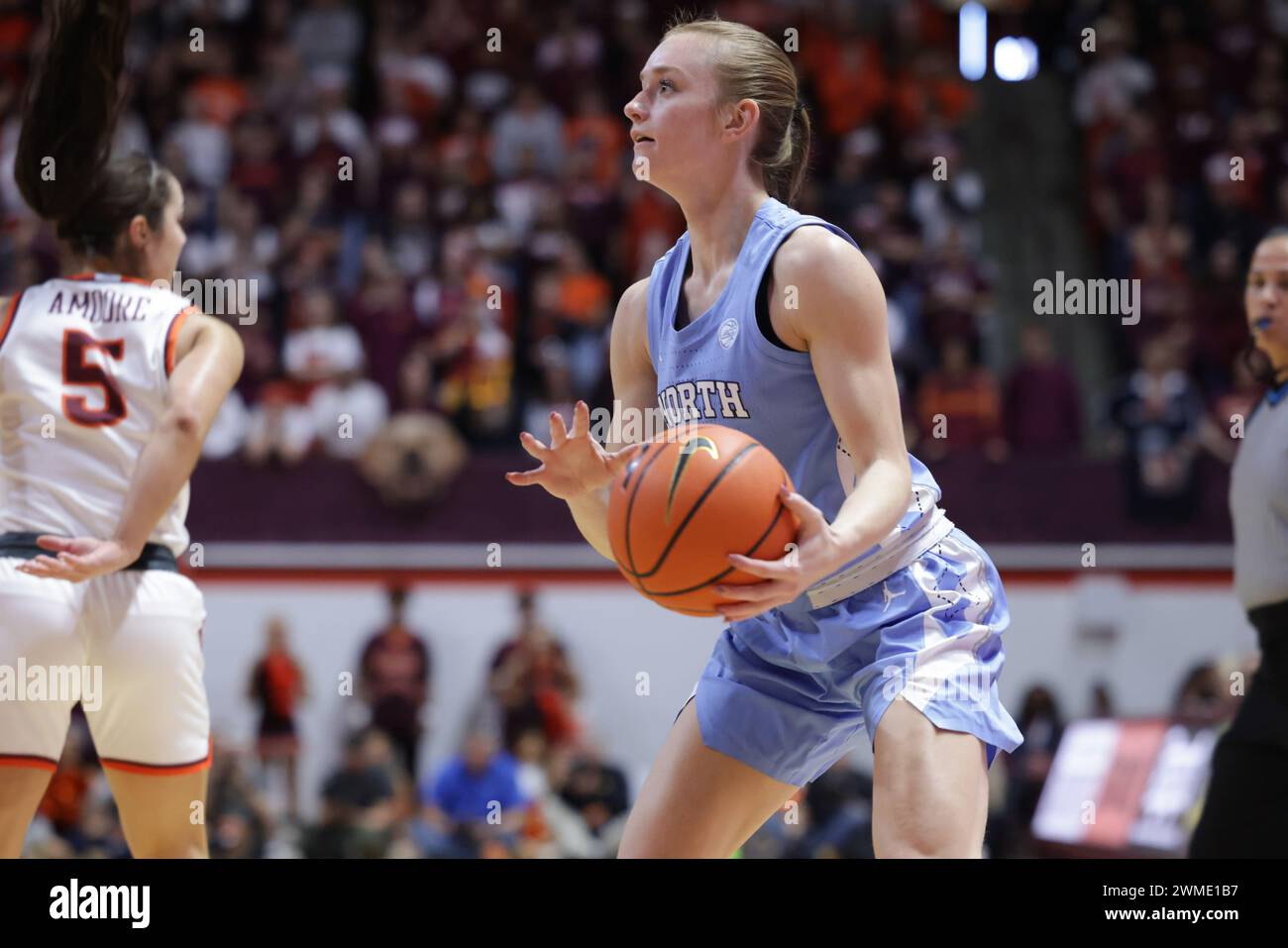Blacksburg, Virginia, USA. 25th Feb, 2024. North Carolina Tar Heels