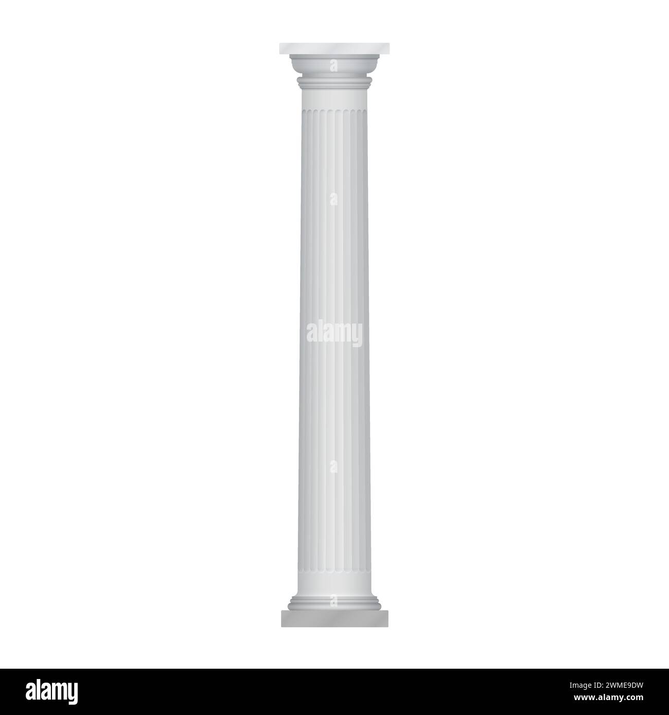 3D white column, Greek ancient pillar of marble stone for temple vector ...