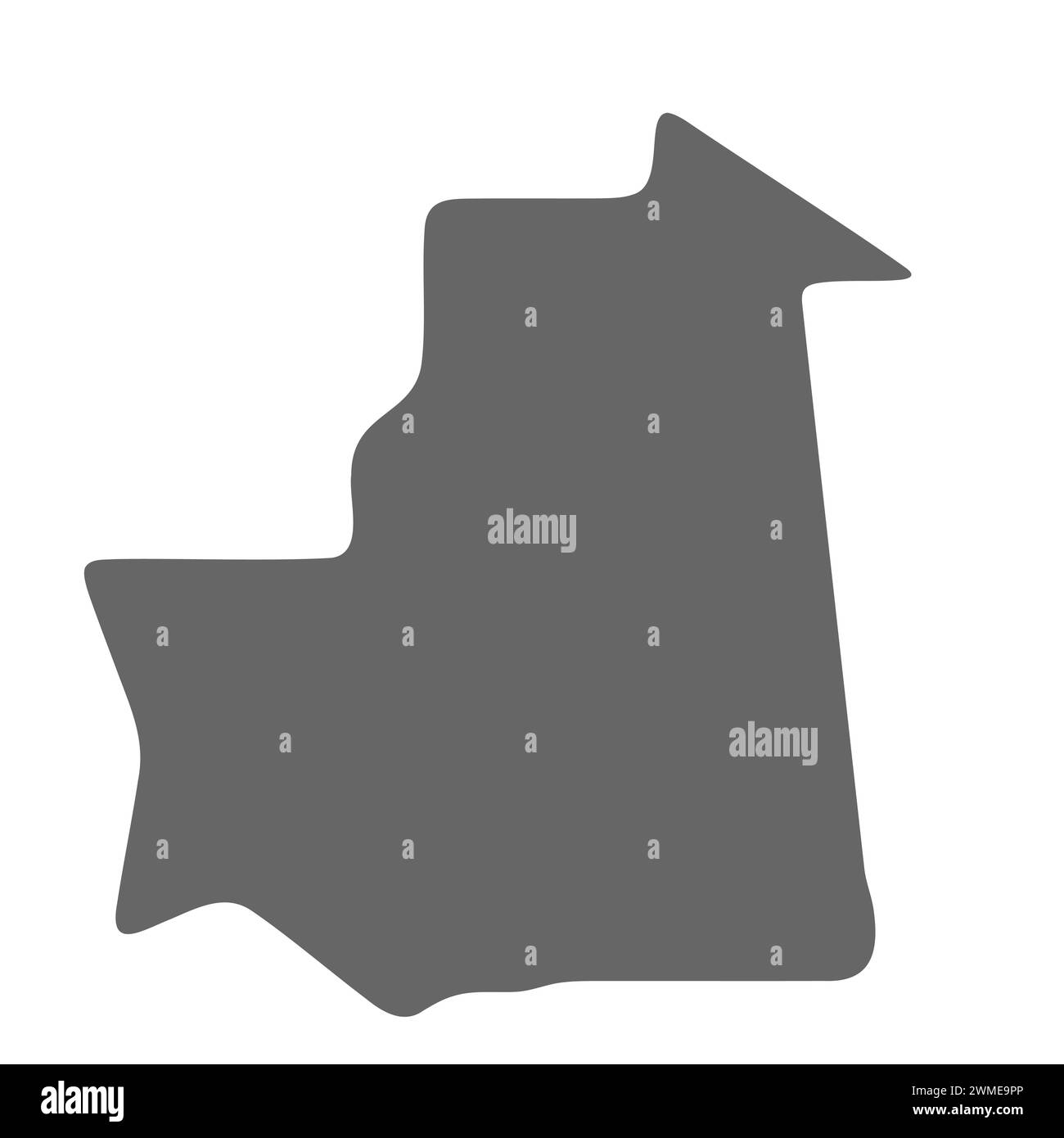 Mauritania country simplified map. Grey stylish smooth map. Vector icons isolated on white background. Stock Vector