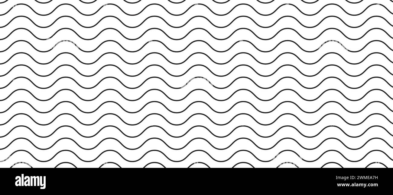 Horizontal wavy lines background. Parallel black and white undulate