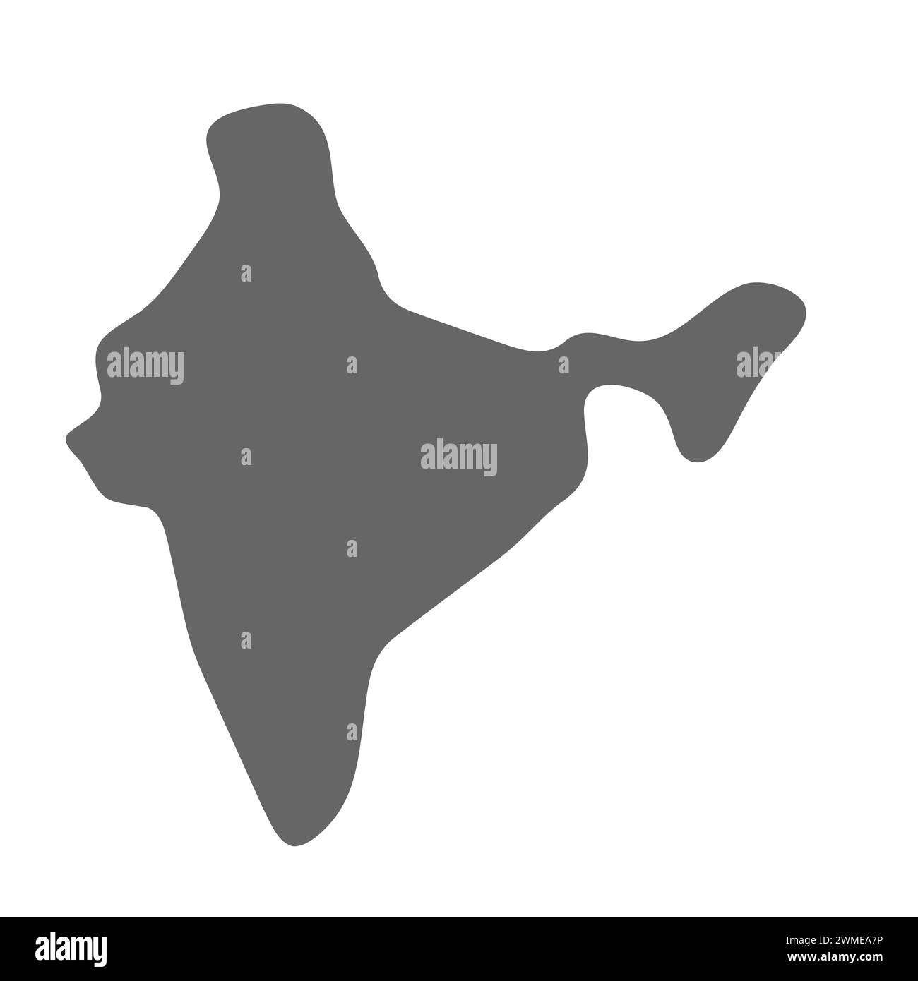 India country simplified map. Grey stylish smooth map. Vector icons isolated on white background. Stock Vector