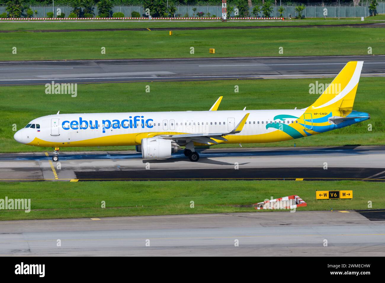 Cebu Pacific Airbus A321 aircraft taxiing. Airplane of Cebu Air Pacific model A321neo. Cebu airline plane. Stock Photo