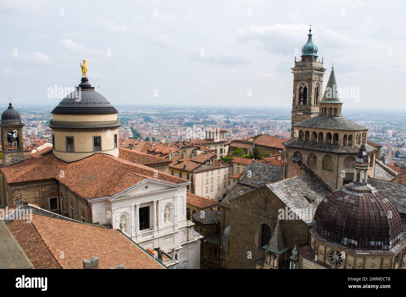 Aerial view of Bergamo city - Old town Stock Photo - Alamy