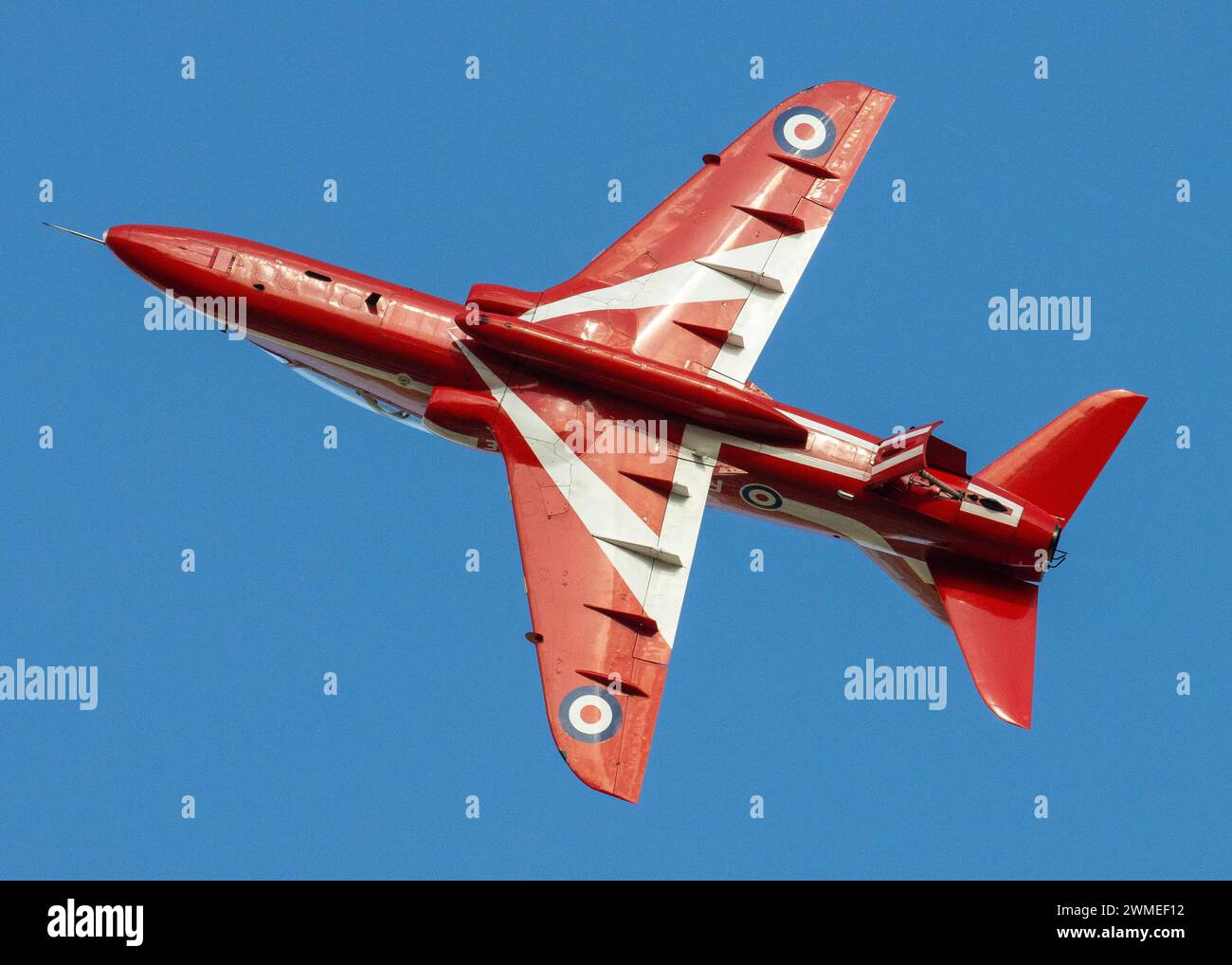 The RAF Red Arrows depart from Southend Airport on their way to Clacton