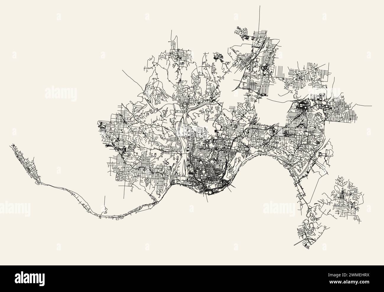 Vector city road map of Cincinnati Ohio USA Stock Vector Image & Art