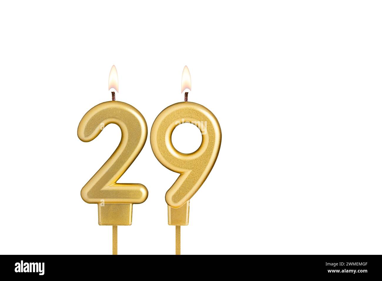 Birthday candle number 29 on white background Stock Photo