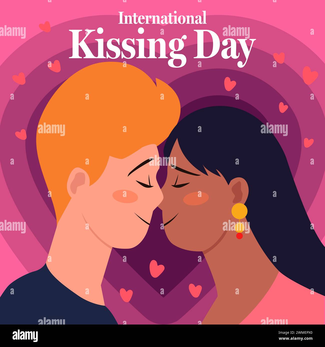 flat design international kissing day illustration vector Stock Vector