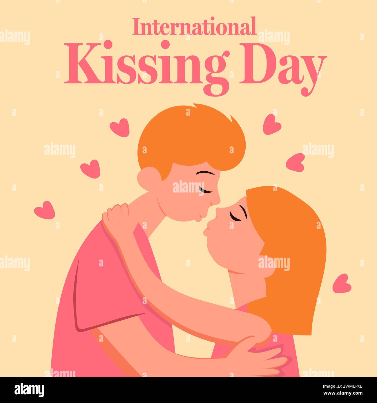 flat vector international kissing day illustration Stock Vector