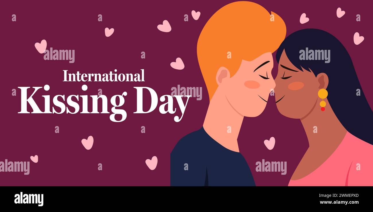 international kissing day horizontal banner illustration Stock Vector