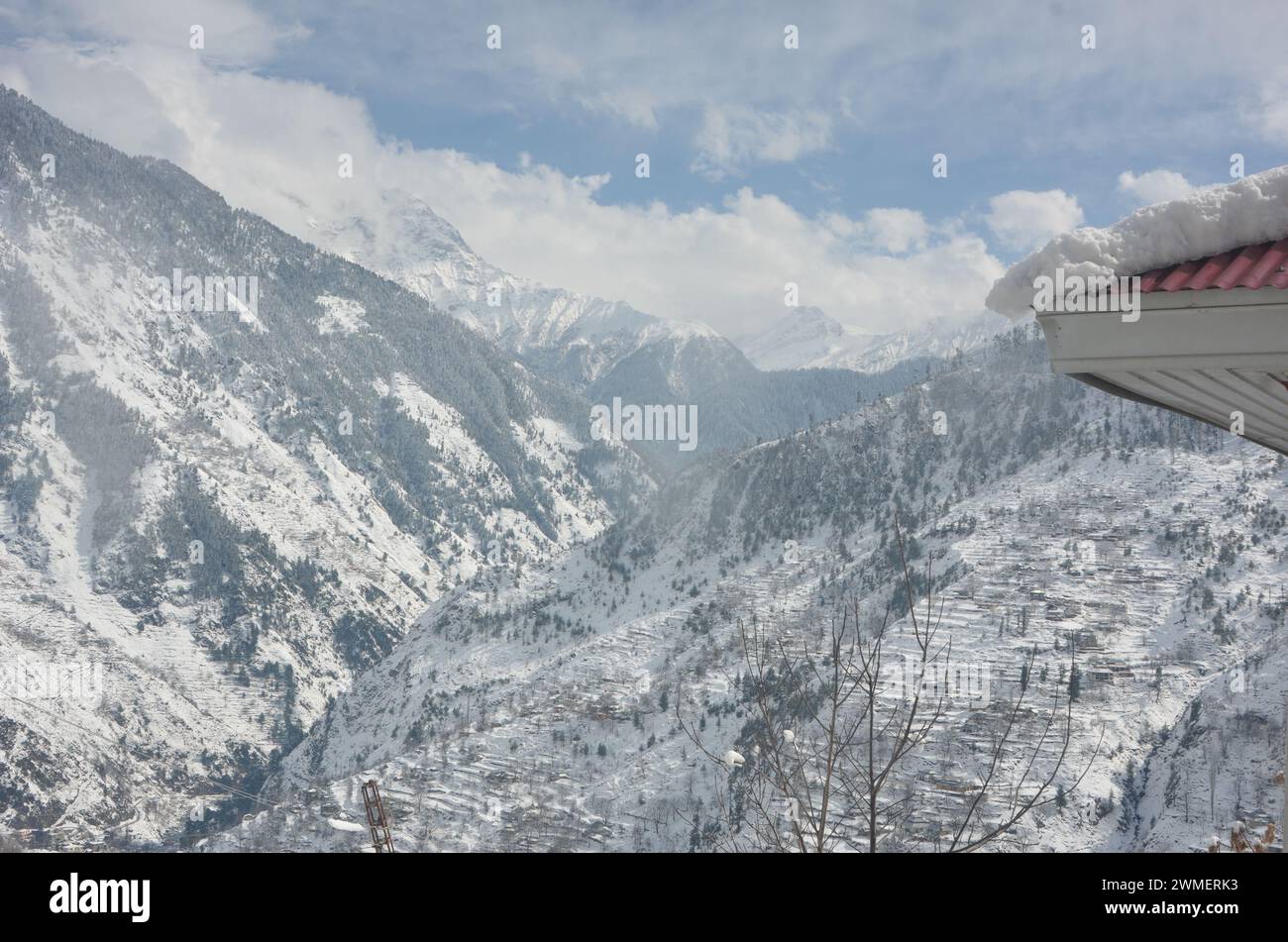heavy snowfall in hilly areas of KP Pakistan Stock Photo