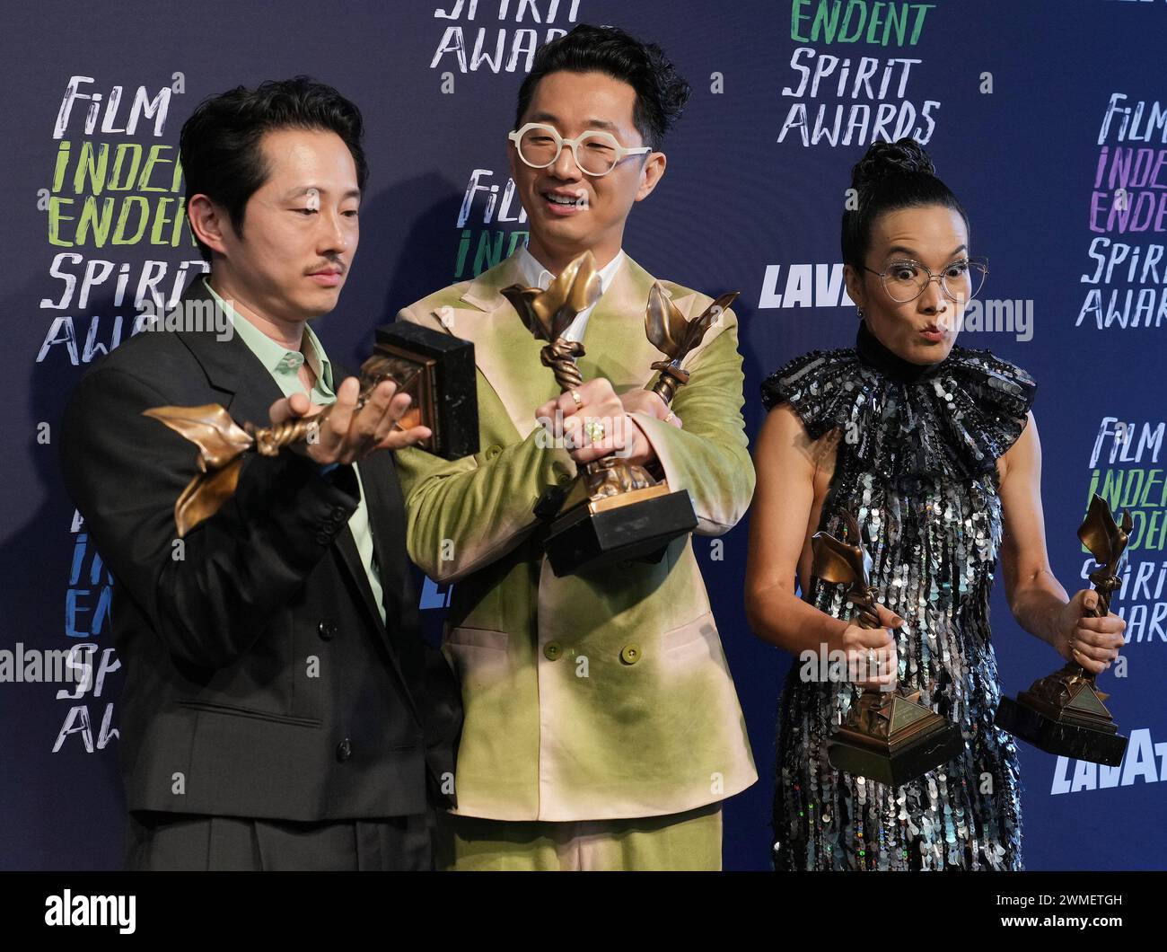 Los Angeles, USA. 25th Feb, 2024. (L-R) Steven Yeun, Lee Sung Jin and ...