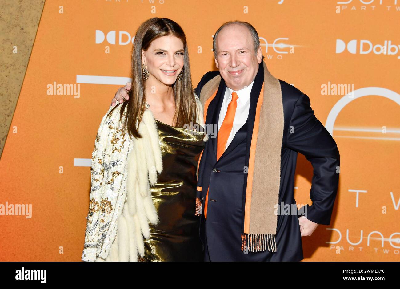 Hans Zimmer, right, and Dina De Luca Chartouni attend the premiere of