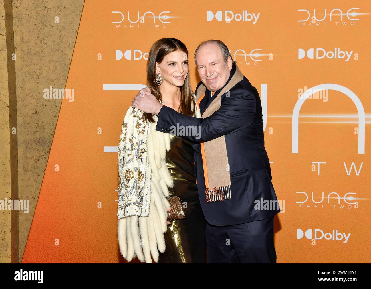 Hans Zimmer, right, and Dina De Luca Chartouni attend the premiere of