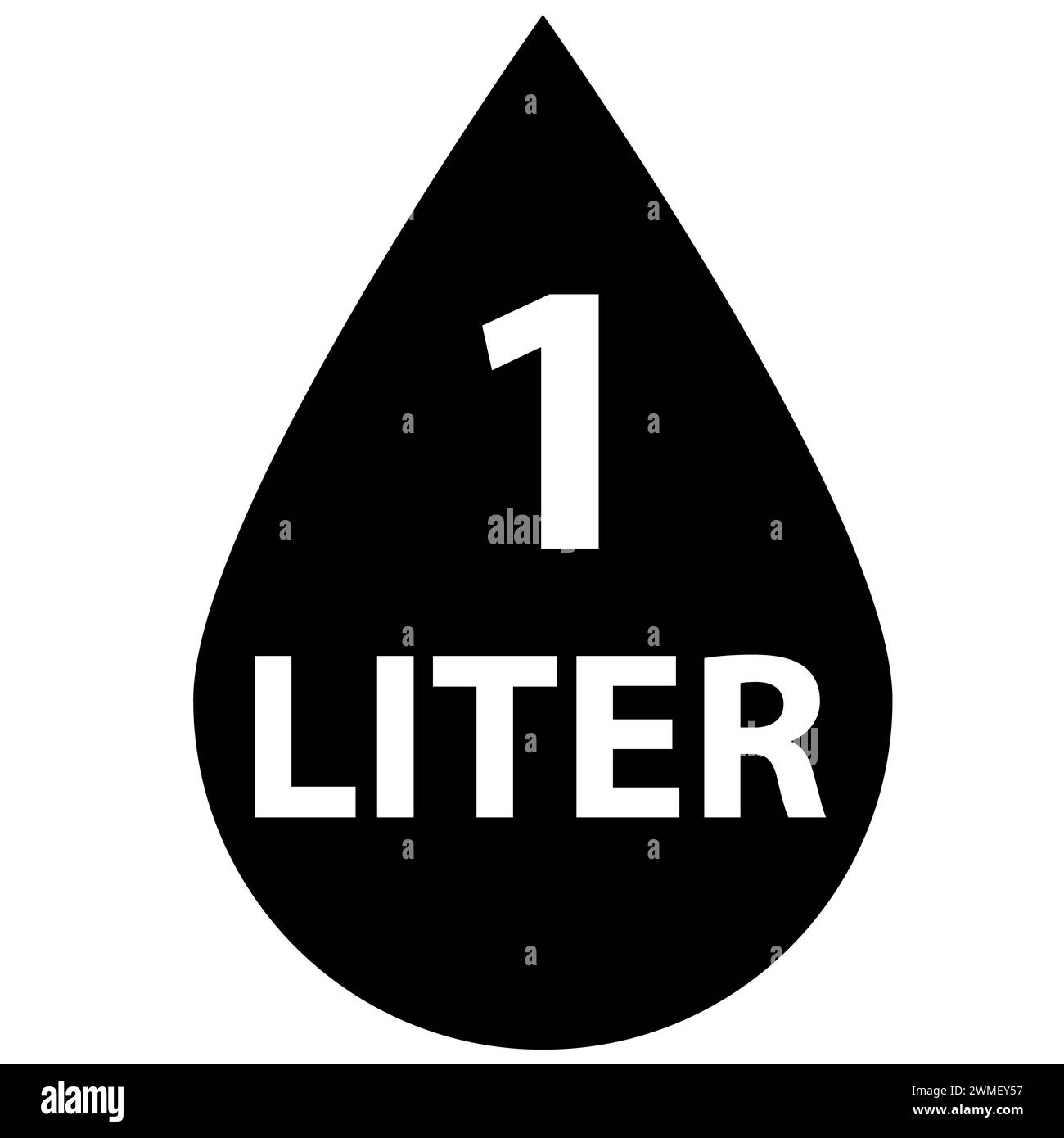 1 liter icon. Fluid volume in liters sign. Liquid drop symbol. flat style. Stock Photo