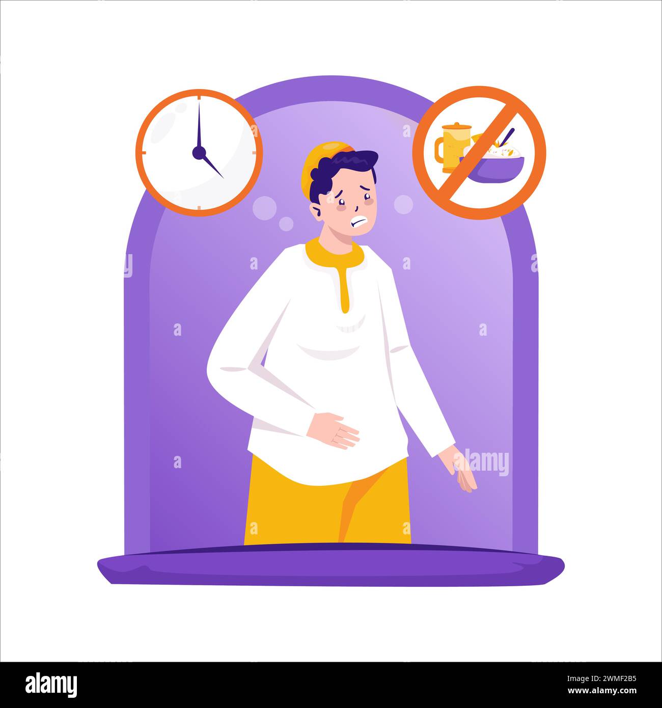 Stop eat during fasting ramadan illustration Stock Vector