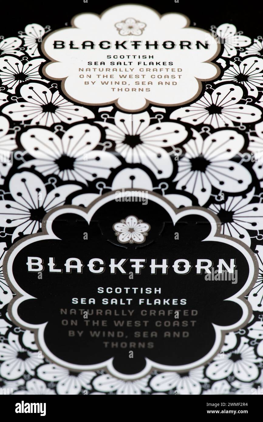 Blackthorn scottish sea salt flakes packaging Stock Photo Alamy
