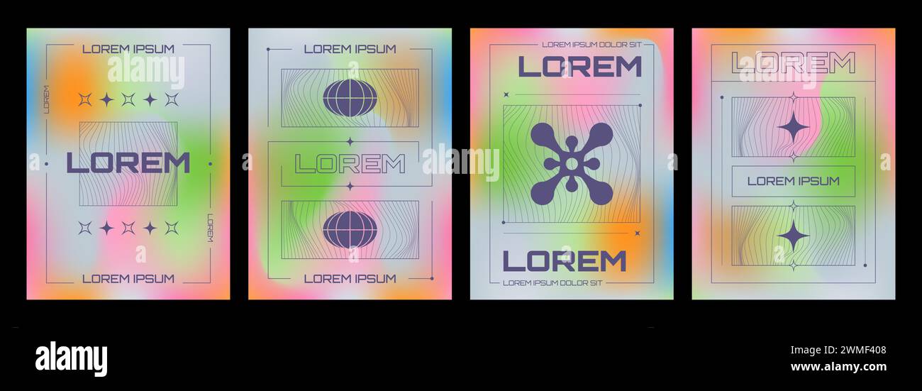 Y2k style poster design template with gradient fluid color blur ...