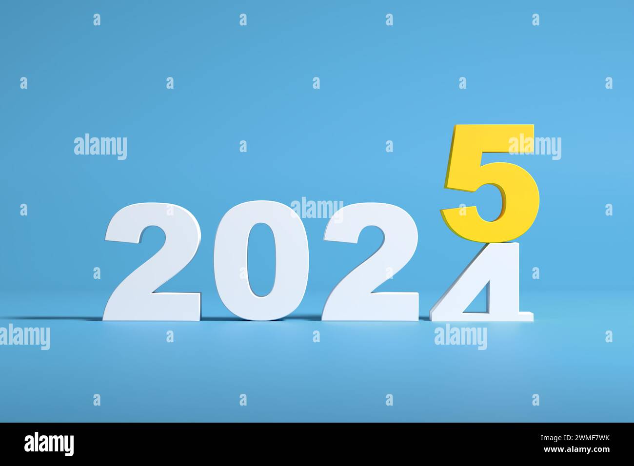 New year 2025 countdown concept. 2025 year numbers on blue background with copy space. 3D render. Stock Photo