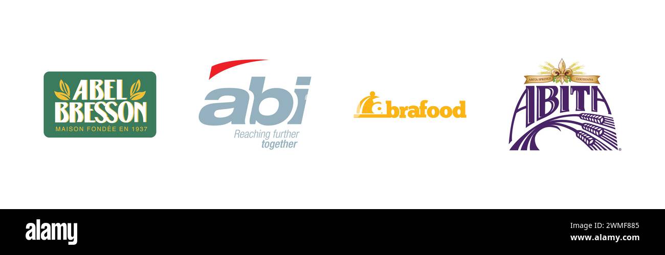 Abrafood,Abita,Abi,Abel Bresson,Popular brand logo collection Stock Vector
