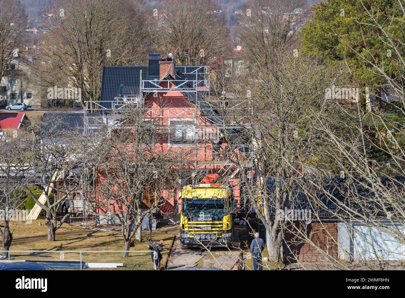 Roofing on a residential building Stock Photo