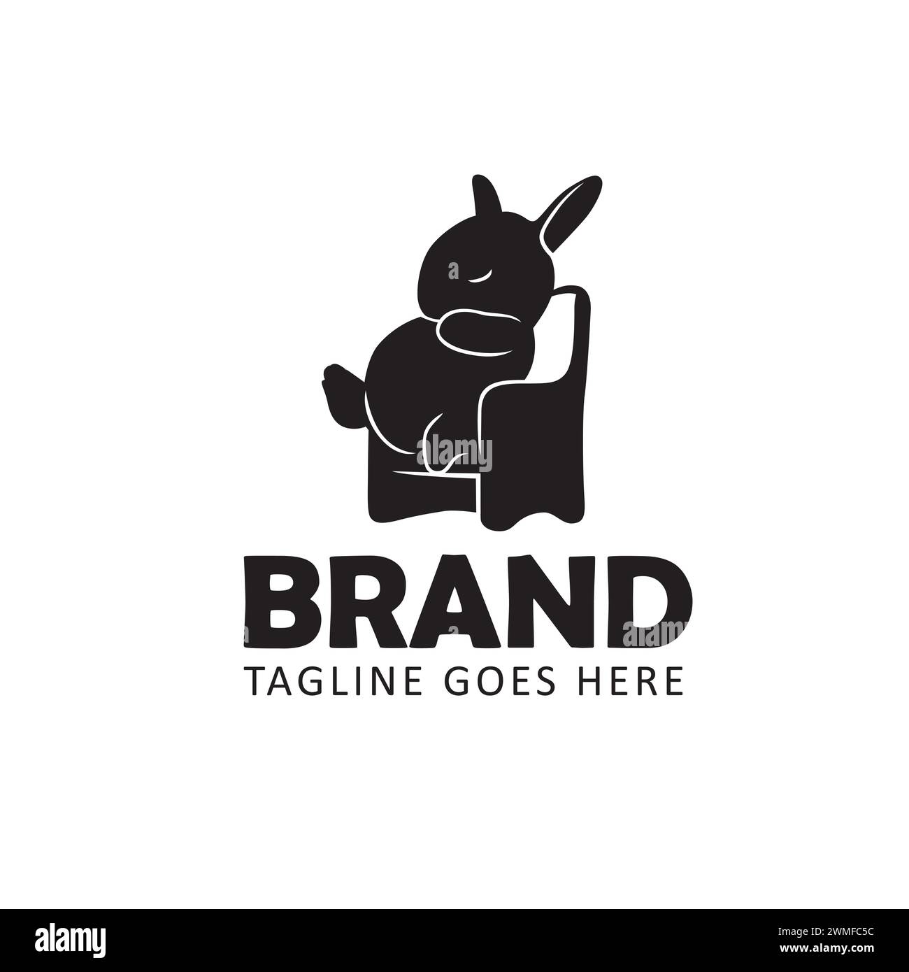 Rabbit logo design. Rabbit vector logo template. Rabbit vector logo template Stock Vector