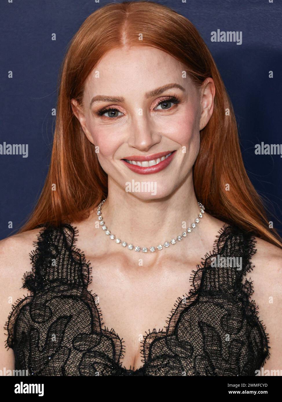 LOS ANGELES, CALIFORNIA, USA - FEBRUARY 24: Jessica Chastain wearing a custom Armani dress and DeBeers jewelry arrives at the 30th Annual Screen Actors Guild Awards held at the Shrine Auditorium and Expo Hall on February 24, 2024 in Los Angeles, California, United States. (Photo by Xavier Collin/Image Press Agency) Stock Photo