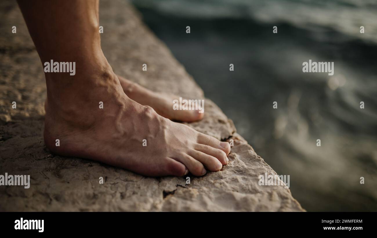 Close up of feets with visible, prominent veins. Presence of varicose veins. Stock Photo