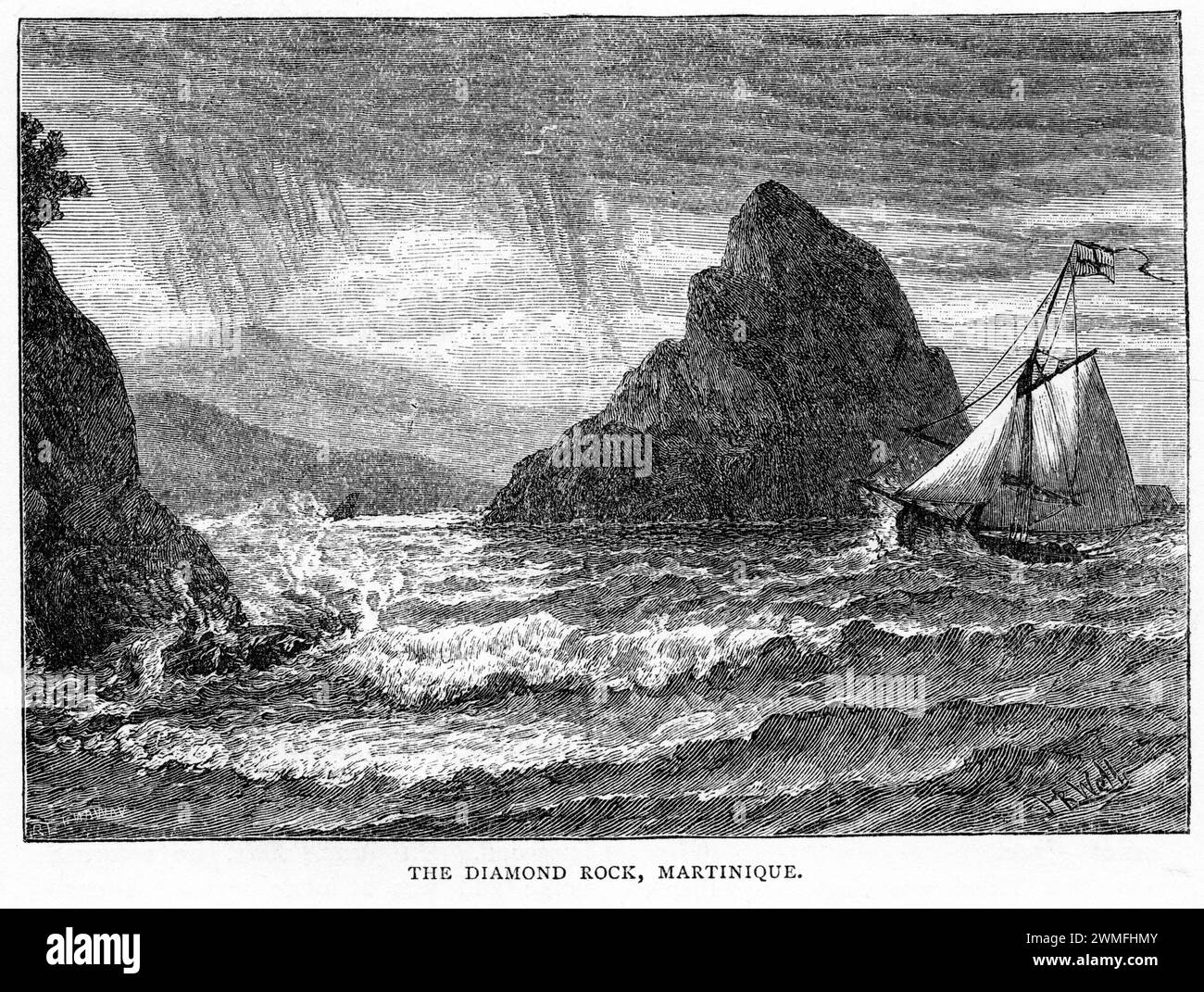 Engraving Of The Diamond Rock Martinique Circa 1880 Diamond Rock A 