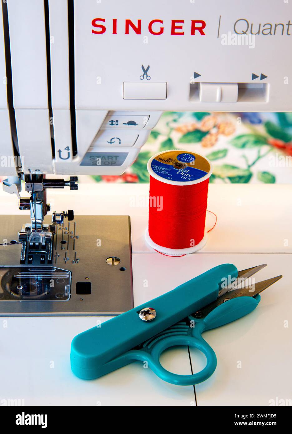 Sewing project in progress with Singer sewing machine. Cary, North