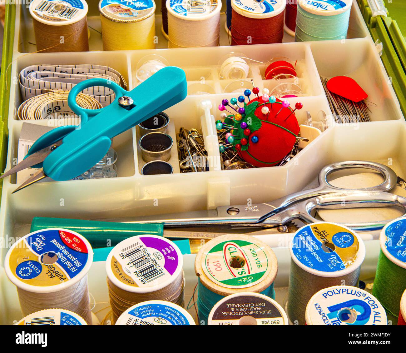 Sewing project in progress with Singer sewing machine. Cary, North
