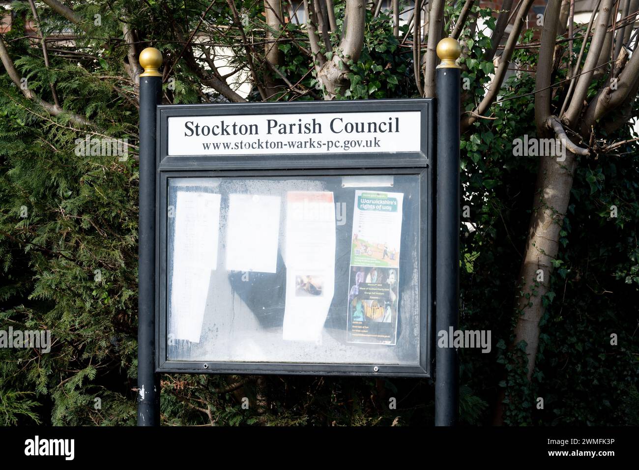 Stockton Parish Council notice board, Warwickshire, England, UK Stock