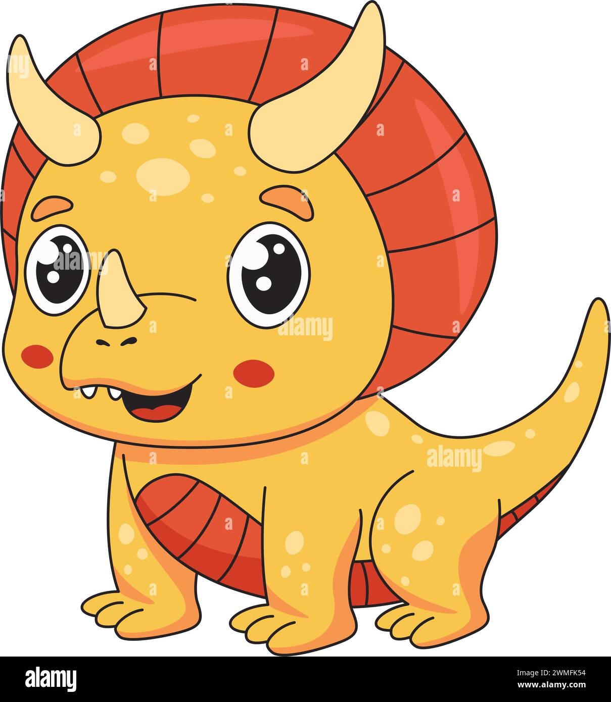 Two Raptors Cute Very cute Triceraptors dinosaur, for nursery, childrens character ...