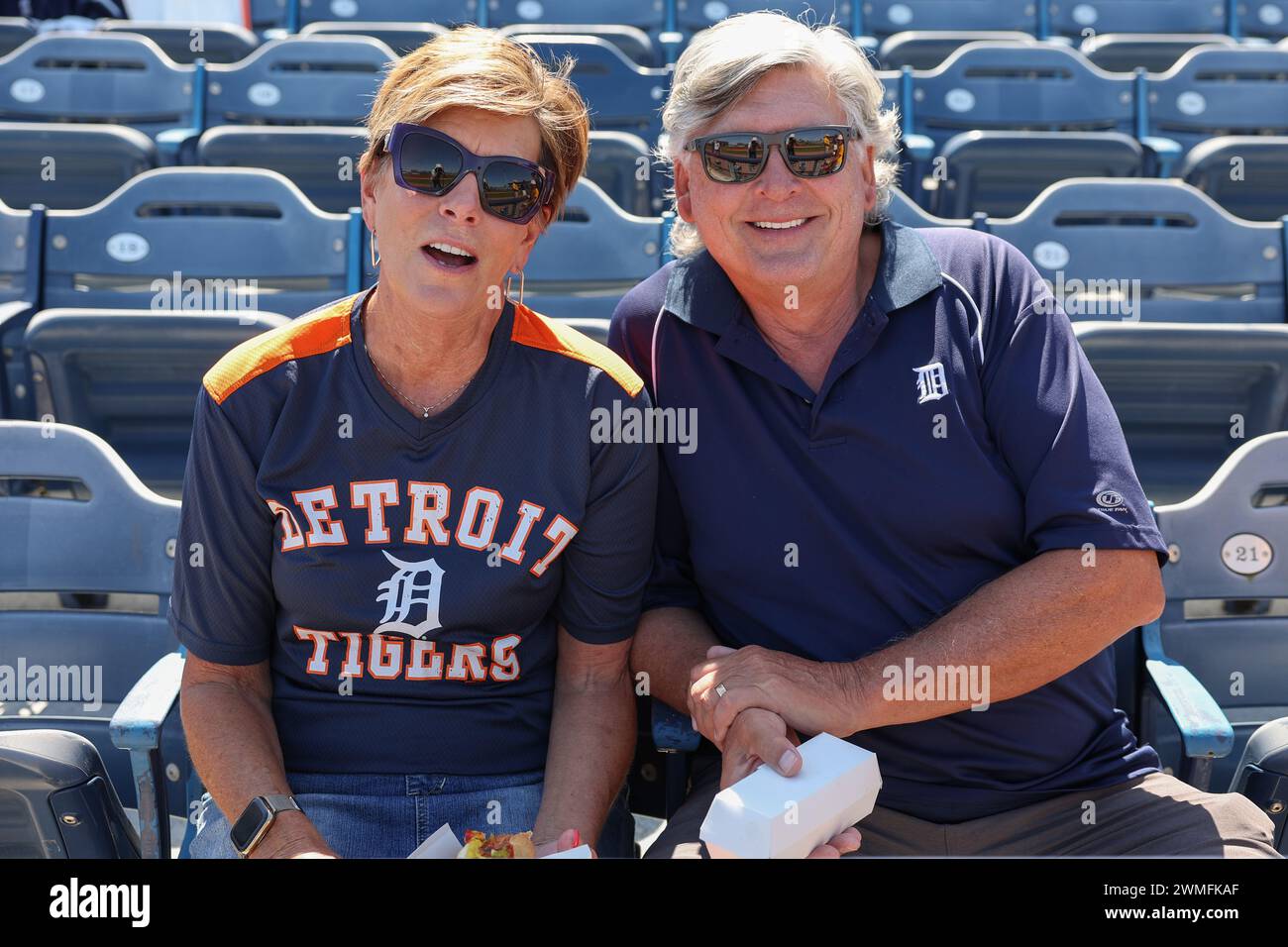 Port Charlotte, FL: Detroit Tigers fans enjoying a day at the newly repaired stadium prior to an MLB spring training game against the Tampa Bay Rays o Stock Photo