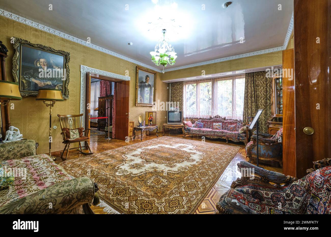 Interior view of the richly decorated living, sitting room. At ...
