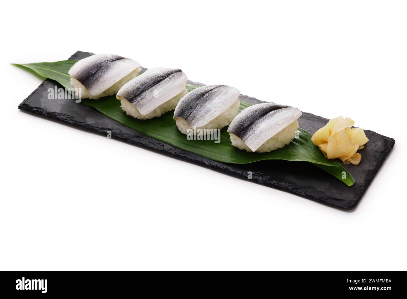 Nigiri sushi of Scaled sardine (Japanese name is Sappa or Mamakari). Japanese food. Stock Photo