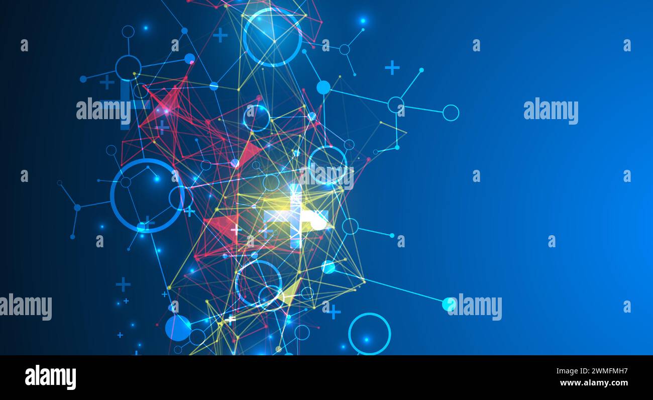 Abstract geometric vector background. Technology or science concept. Plexus effect. Stock Vector