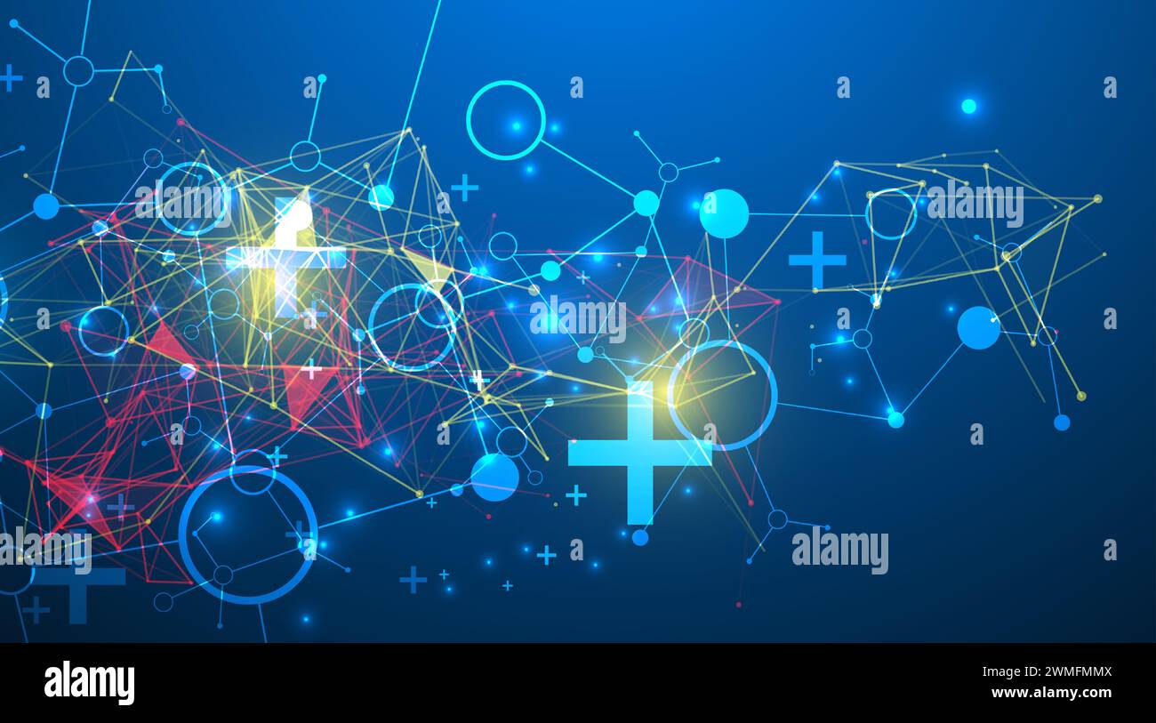 Abstract geometric vector background. Technology or science concept. Plexus effect. Stock Vector