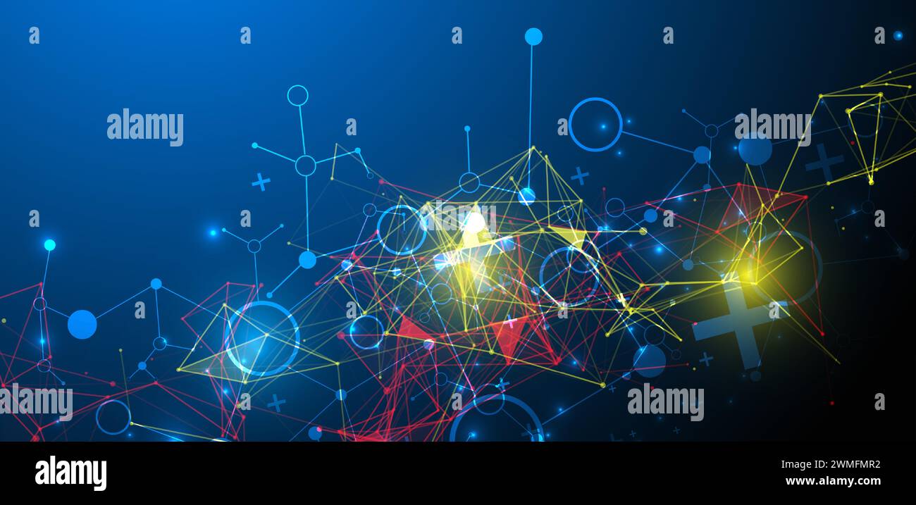 Abstract geometric vector background. Technology or science concept. Plexus effect. Stock Vector