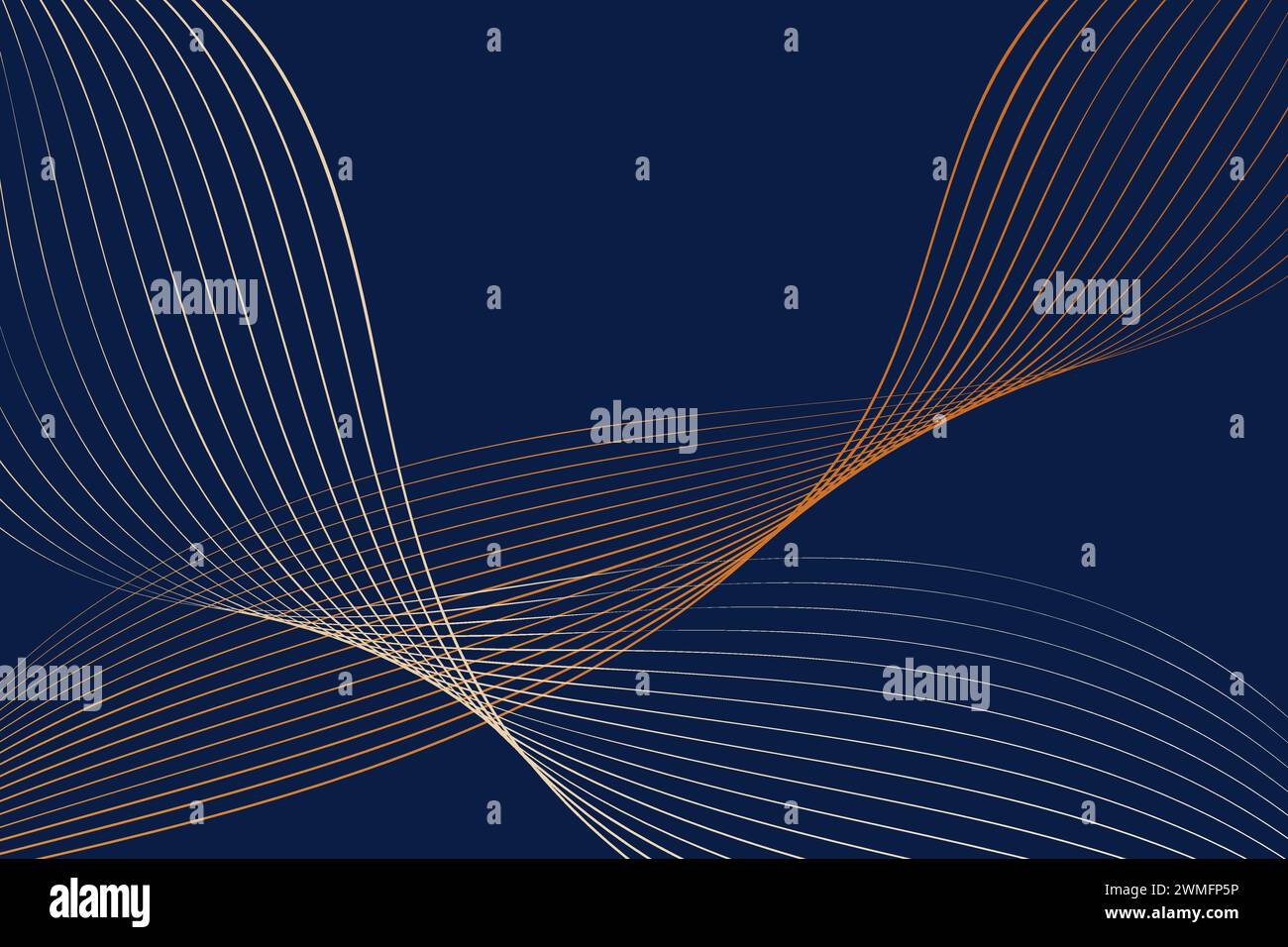 Plain blue background adorned with intricate gold lines running across it. The contrast between the two colors creates a striking visual impact Stock Vector