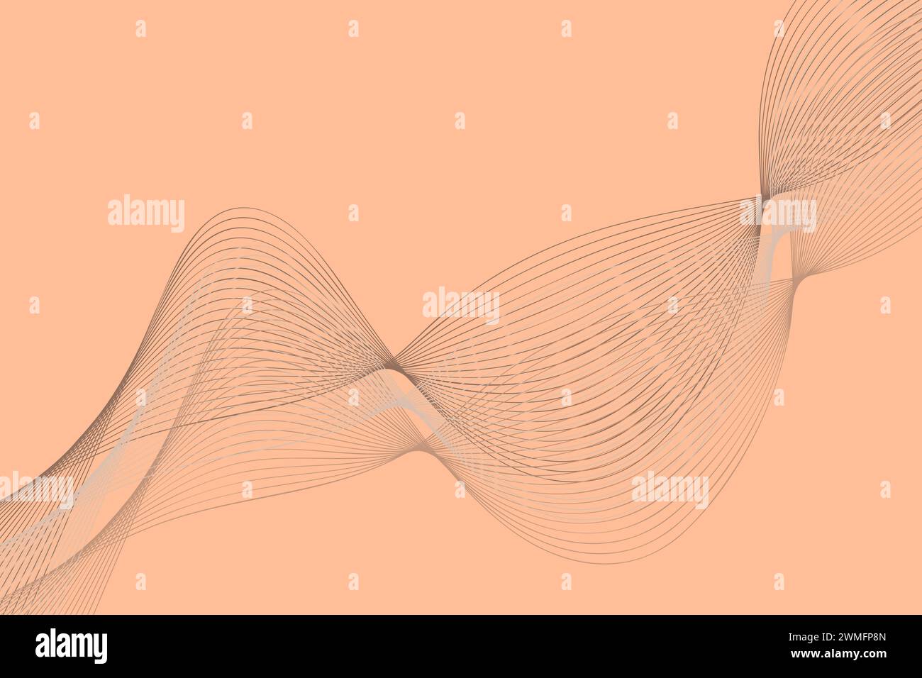 Dynamic waves are depicted vividly against a soft peach background. The wave appears to be in motion, with intricate details and a sense of movement captured in the design Stock Vector