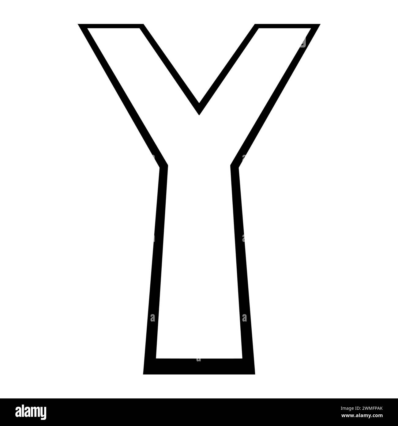 Logo letter y tall slender font letter Y perspective height Stock Vector