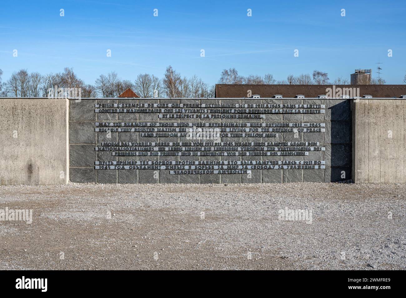 Dachau Concentration Camp Buildings in Germany. Stock Photo