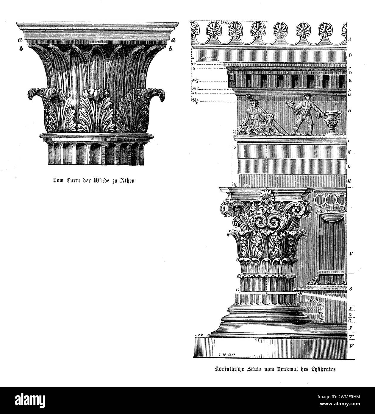 Originating in ancient Greece, the Corinthian order is distinguished by its slender fluted columns and elaborate capitals adorned with acanthus leaves. This order represents the zenith of Greek architectural refinement and was later adopted and adapted by the Romans, who added their own flair to its decorative potential. Its use in temples, public buildings, and monuments across the Mediterranean basin underscores a legacy of beauty and grandeur, making it a timeless symbol of architectural achievement Stock Photo