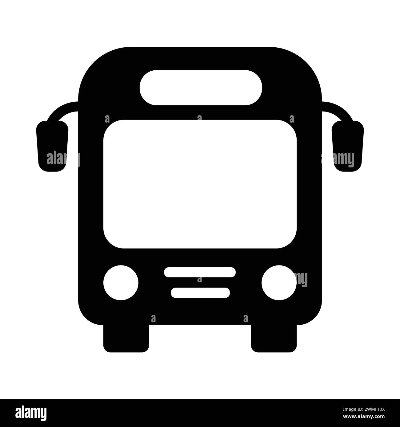 Bus Icon Outline. Bus Front View Flat Icon For Apps And Websites. Frontal Vehicle Symbol On Transparent Background. Public Transport Illustration Stock Vector