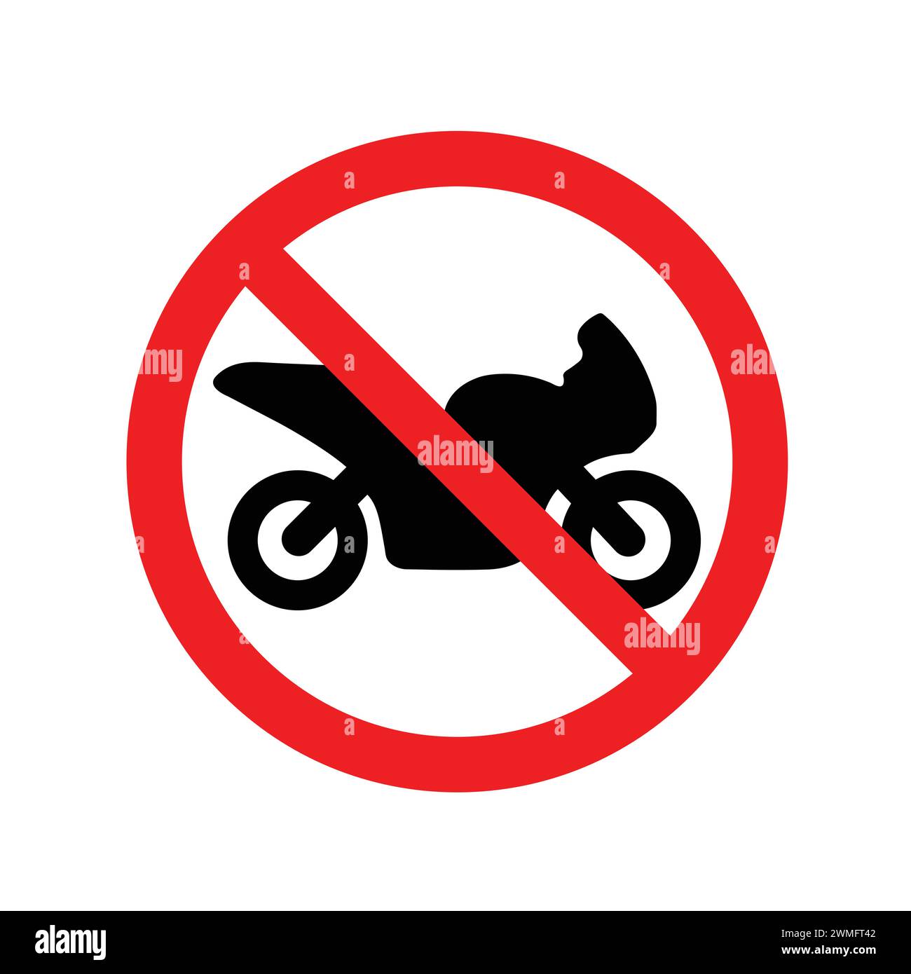 No Motorcycle Allowed Sign. No Motorbike Sign Or No Parking Sign. No Bike Prohibit Icon. Access Forbidden. Attention Icon No E-Motorcycle Road Sign Stock Vector