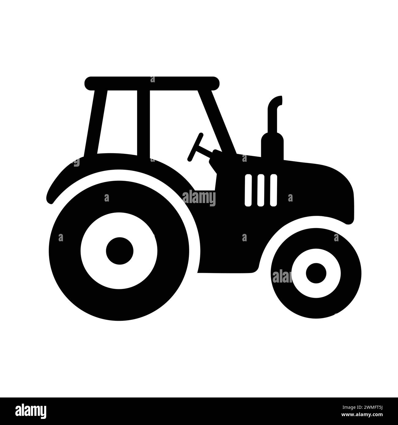 Tractor Icon On White Background. Farm Tractor Silhouette. Agricultural Vehicle Outline Stock Vector