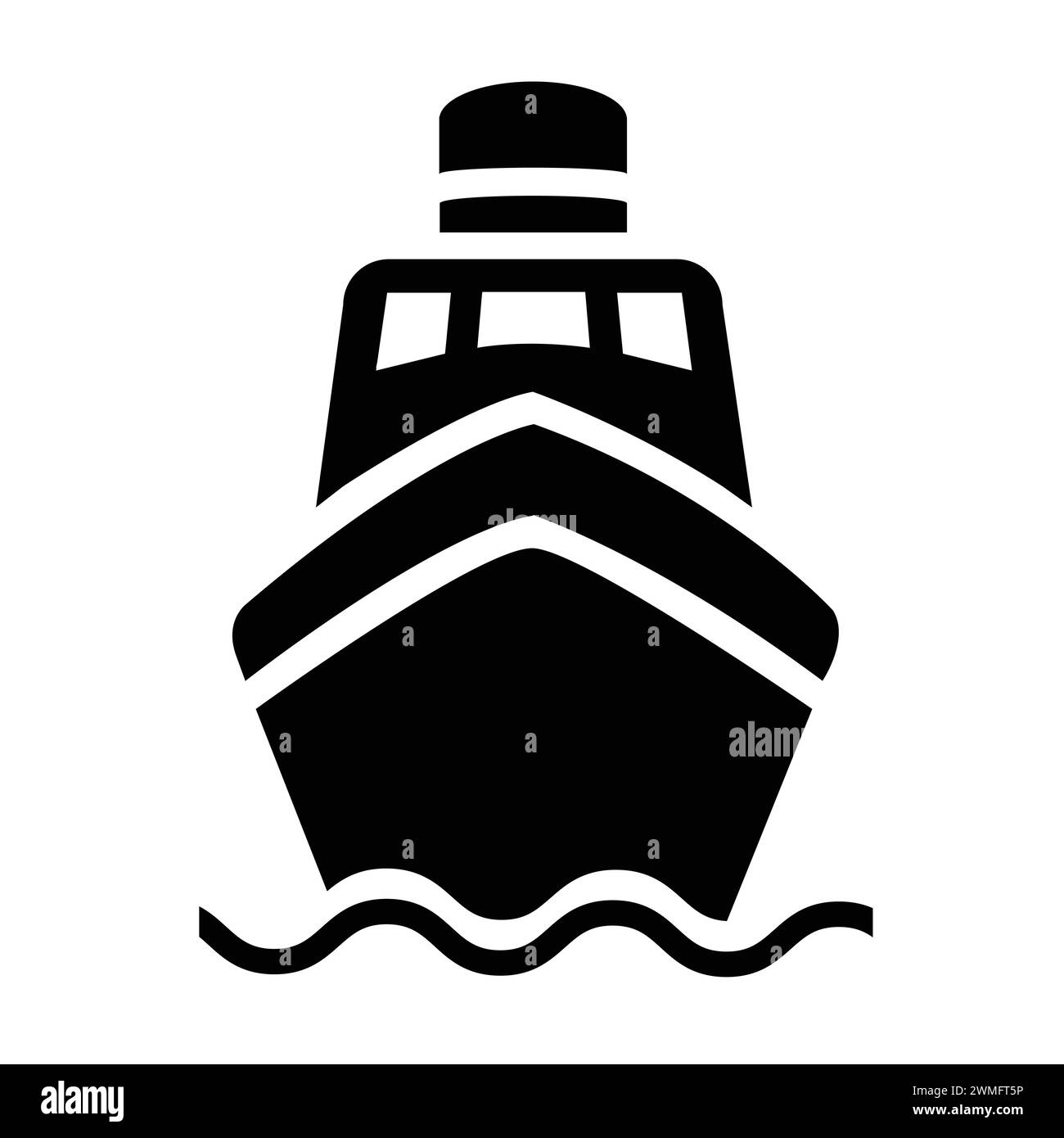 Ship Icon. Boat Front View Icon. Ferry Flat Design. Sailing Vector Illustration Stock Vector