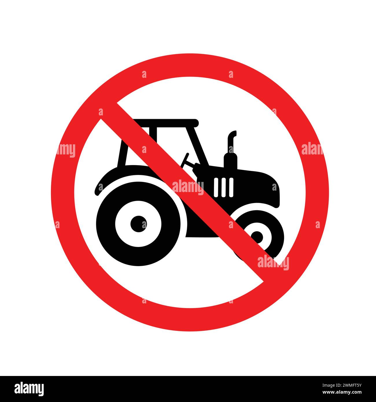 No Tractor Allowed Sign. No Tractor Sign Or No Parking Sign. No Farm Vehicles Prohibit Icon. Access Forbidden. Attention Icon No E-Tractor Road Sign Stock Vector